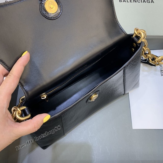 Balenciaga專櫃新品速遞Downtown鏈條單肩包 巴黎世家大號黑色經典Hourglass包 fyj1353